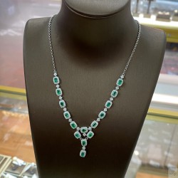925 Silver emerald necklace GE005